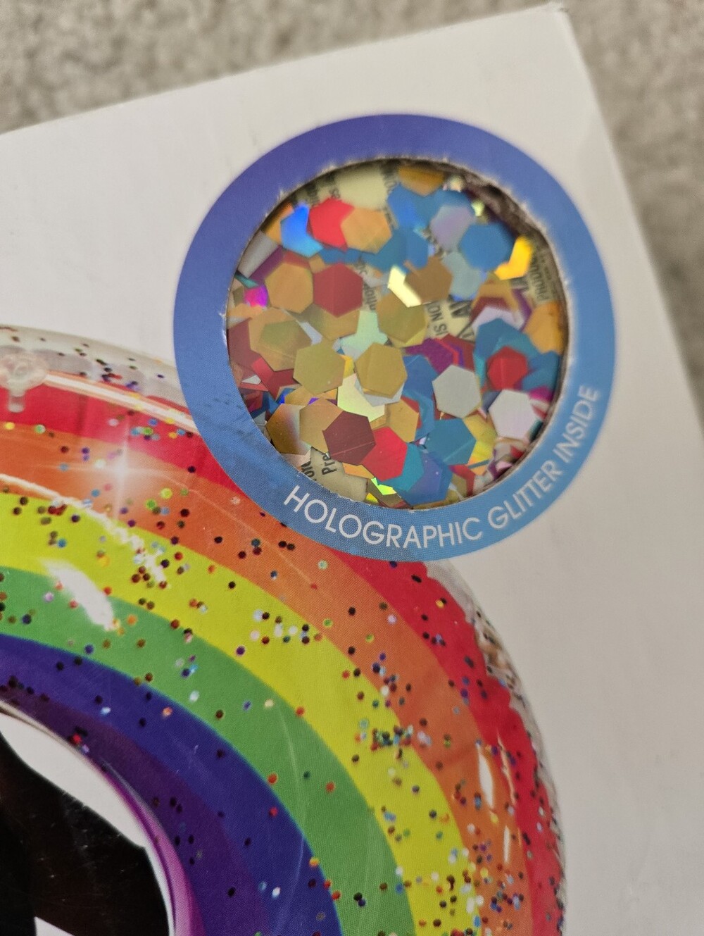 PoolCandy Rainbow Glitter Jumbo Pool Tube Float Open Box - Picture 5 of 5